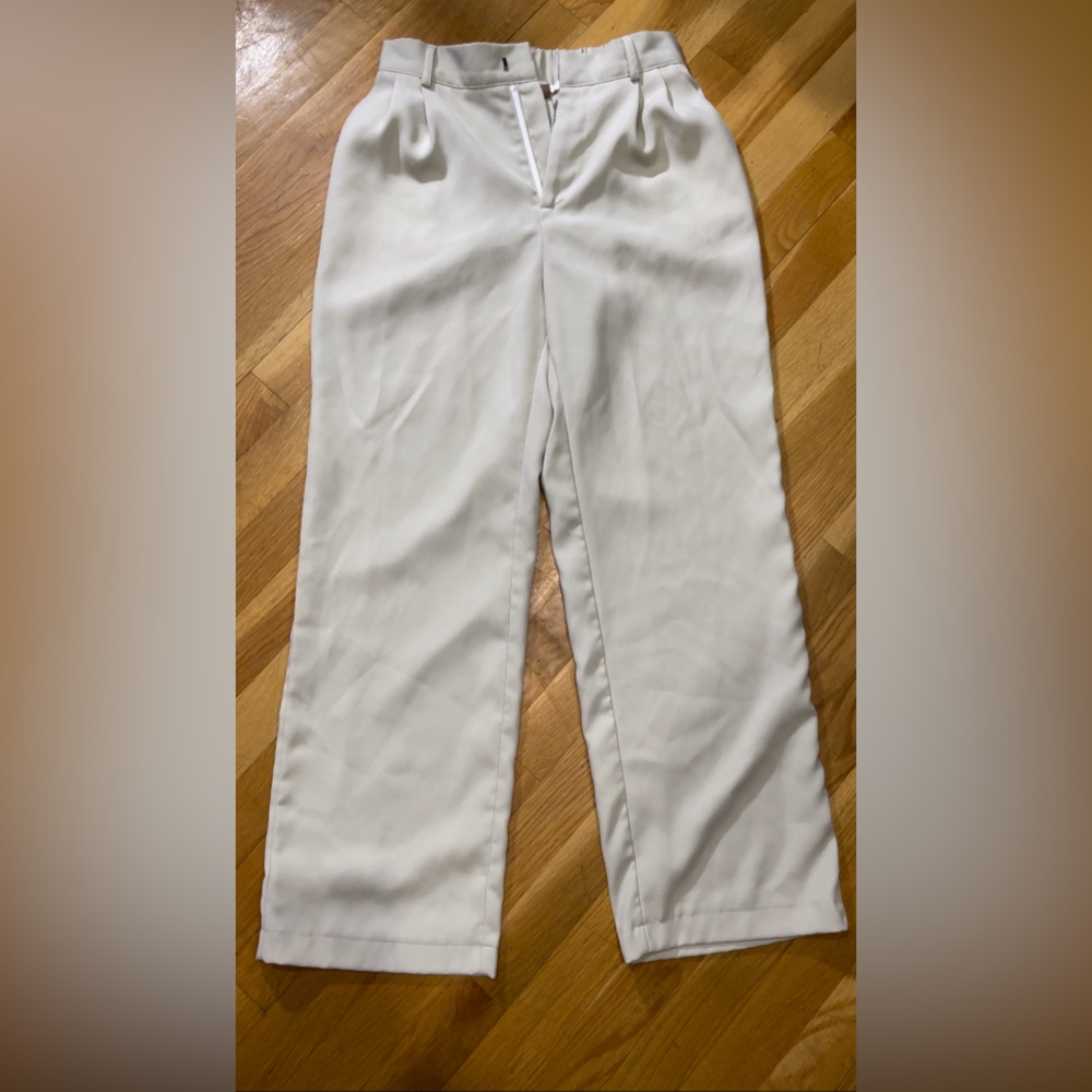 Cream Wide Leg High Waisted Trousers